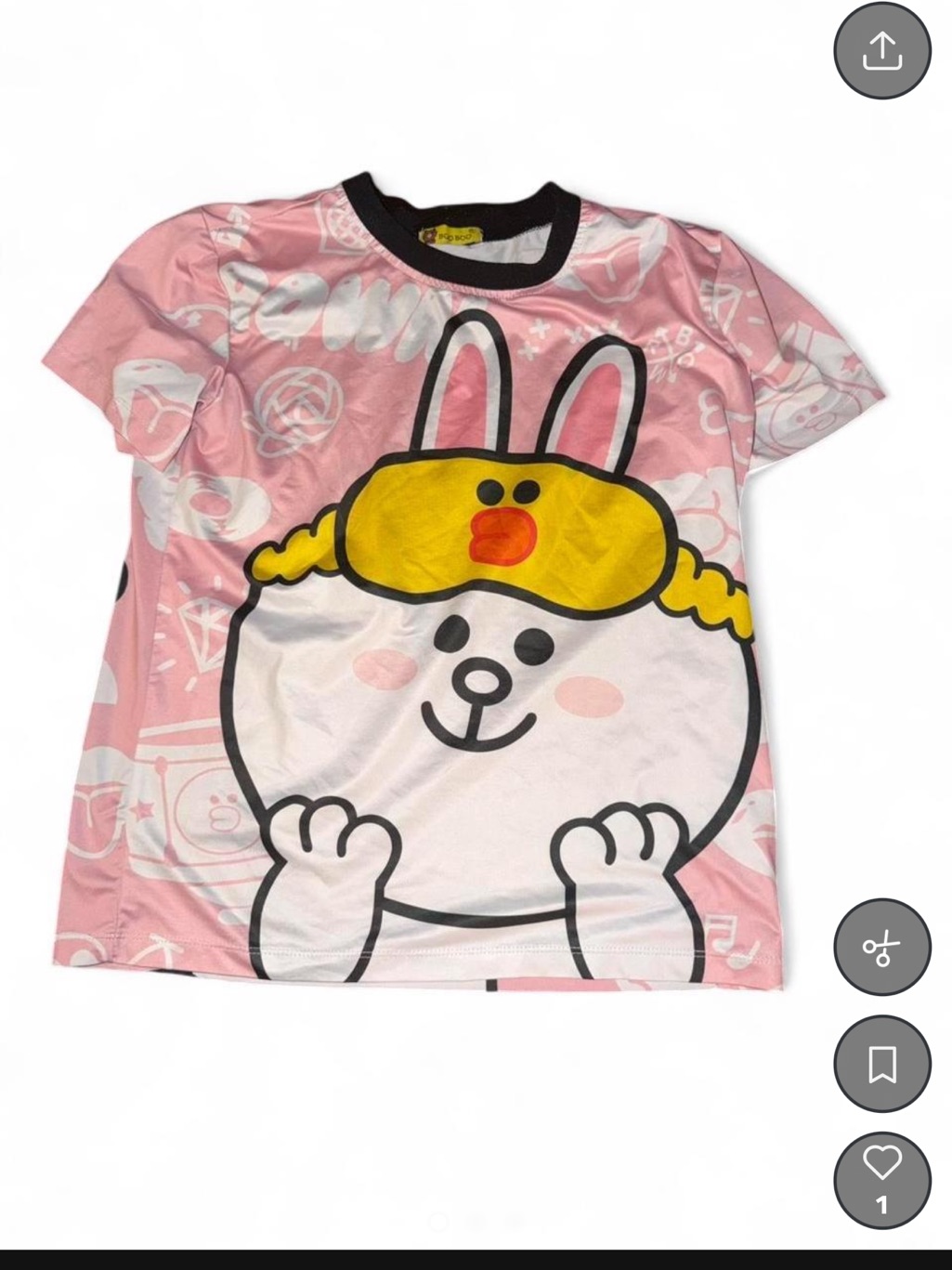 Kids Pink Bunny Graphic Short Sleeve Tee With Yellow Mask Detail
